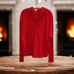 Cozy Red Button-Up Hoodie